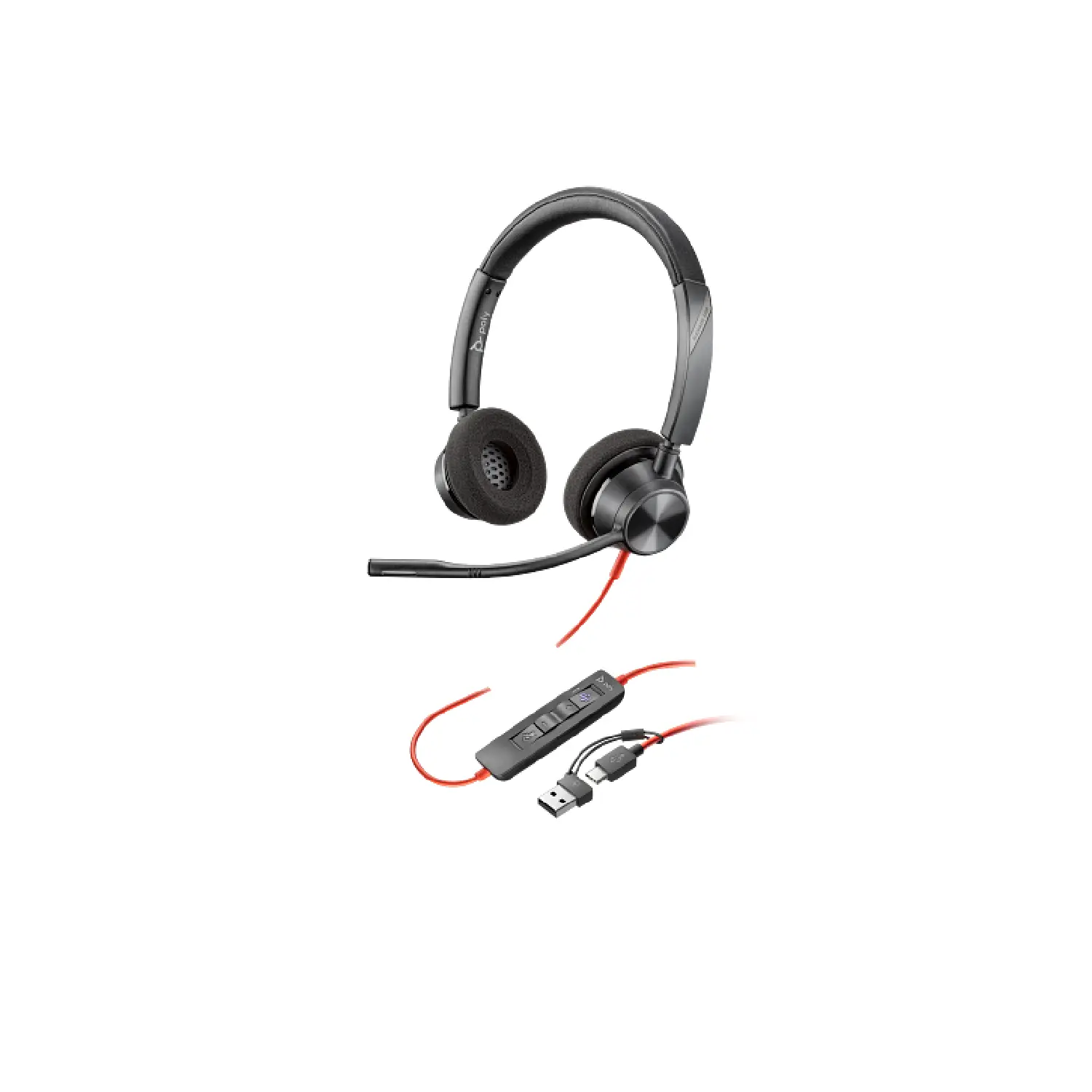 Poly Blackwire 3320 Stereo Microsoft Teams Certified USB-C Headset +USB-C/A Adapter | 8X220AA